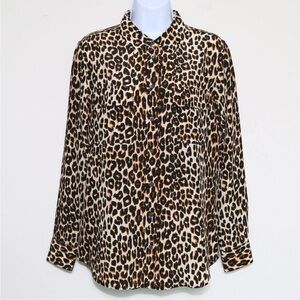 Leopard Print Button-Up Blouse